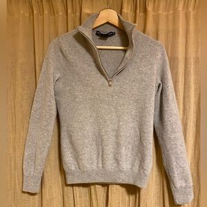 Vintage Ralph Lauren Golf Gray Cashmere half-zip sweater size small